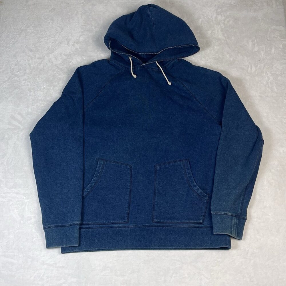 Wallace & Barnes Men's Indigo Hoodie Size XL Cotton Blend Fleece Back